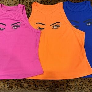 Stylish Women's Sleeveless Tops - Pink, Orange, Blue